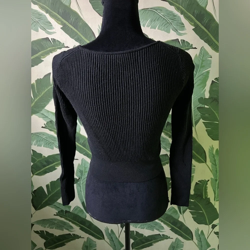 J Crew Scoopneck Ribbed Cardigan Sweater Black Womens‎ XXS
